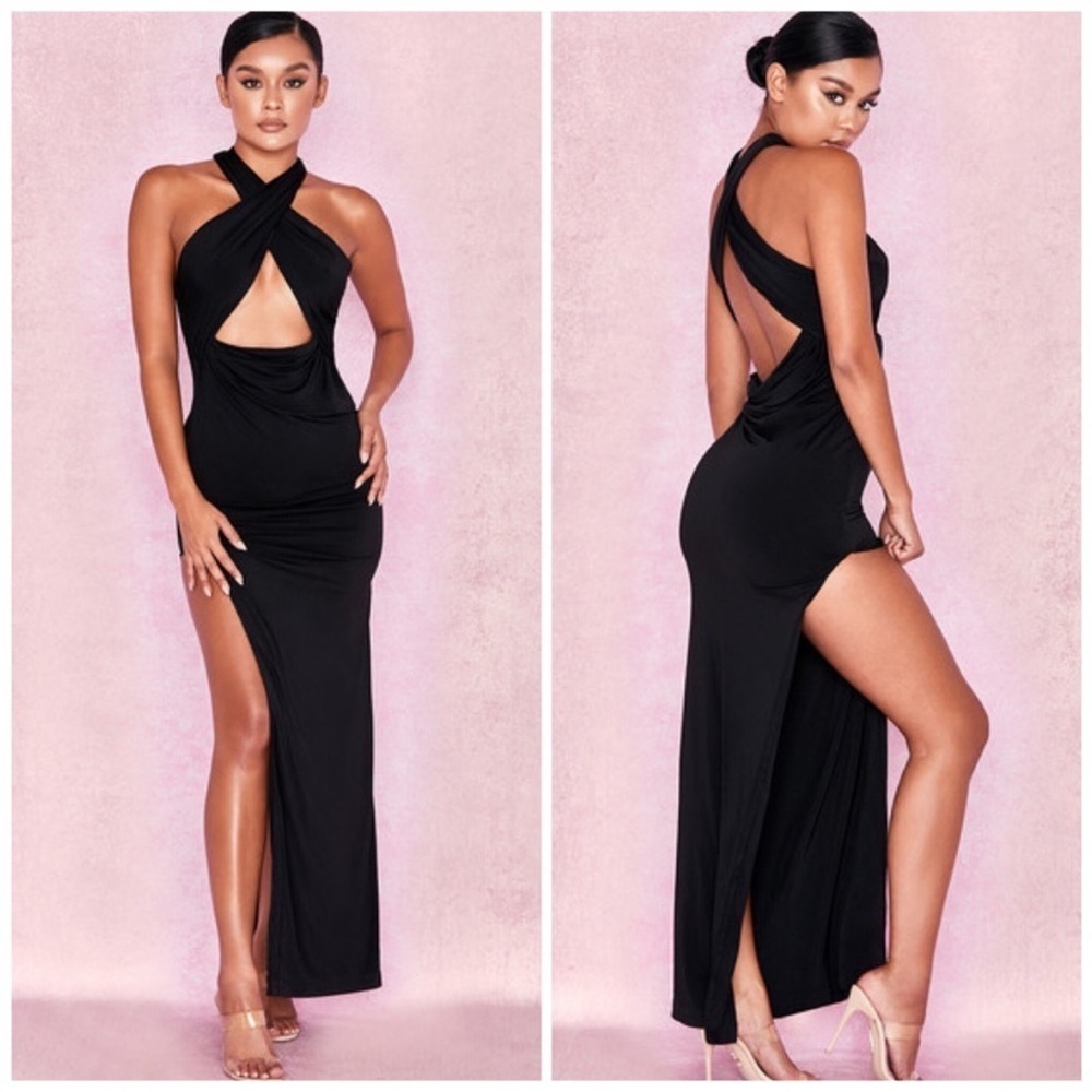NEW NWT House of CB Odette Cross Front Cutout Maxi Dress